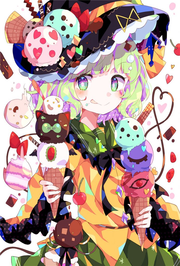 二次元冰淇淋少女壁纸图包原画插画素材p站同人图合集