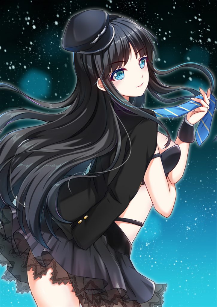 Pretty anime girl with black hair