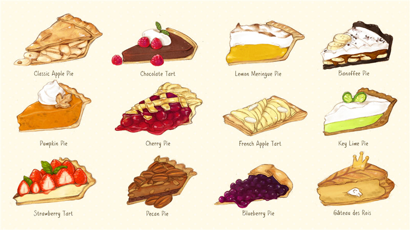 日系插画各类蛋糕甜点绘画参考样例
