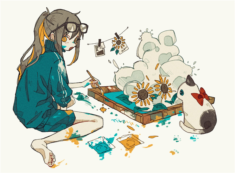 P站画师九十九円作品图包合集 简约画风原画插画 pid40606339