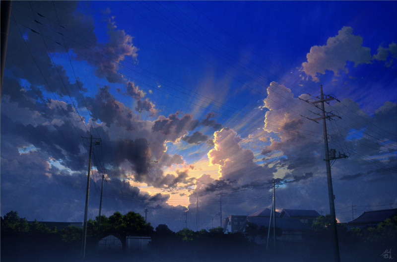 日系各类云朵的描绘壁纸图包原画插画素材P站同人图合集 – ACG图包网