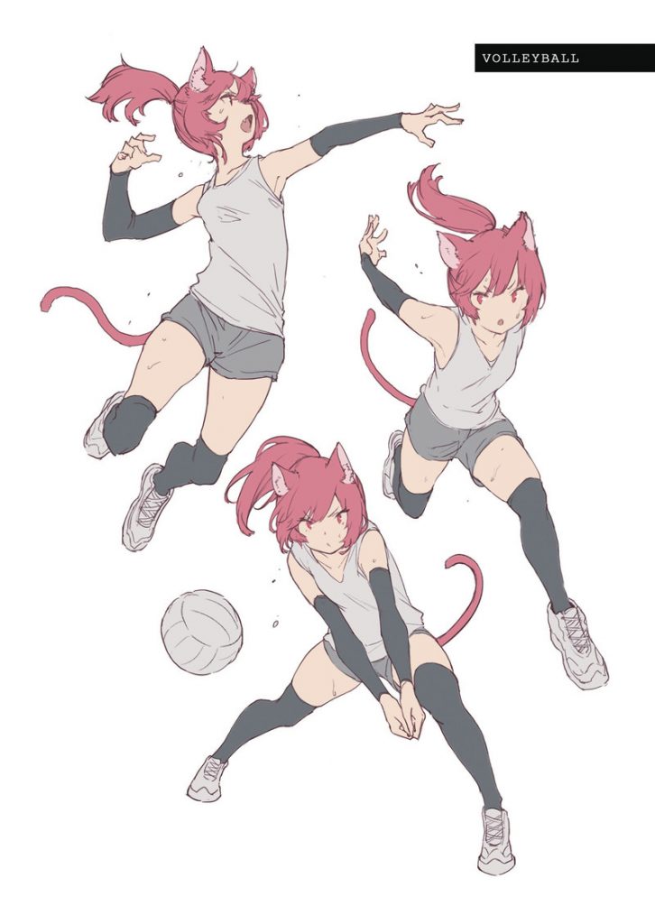 P站画师モグモ插画原画作品合集 运动人物姿势设计pid15909278