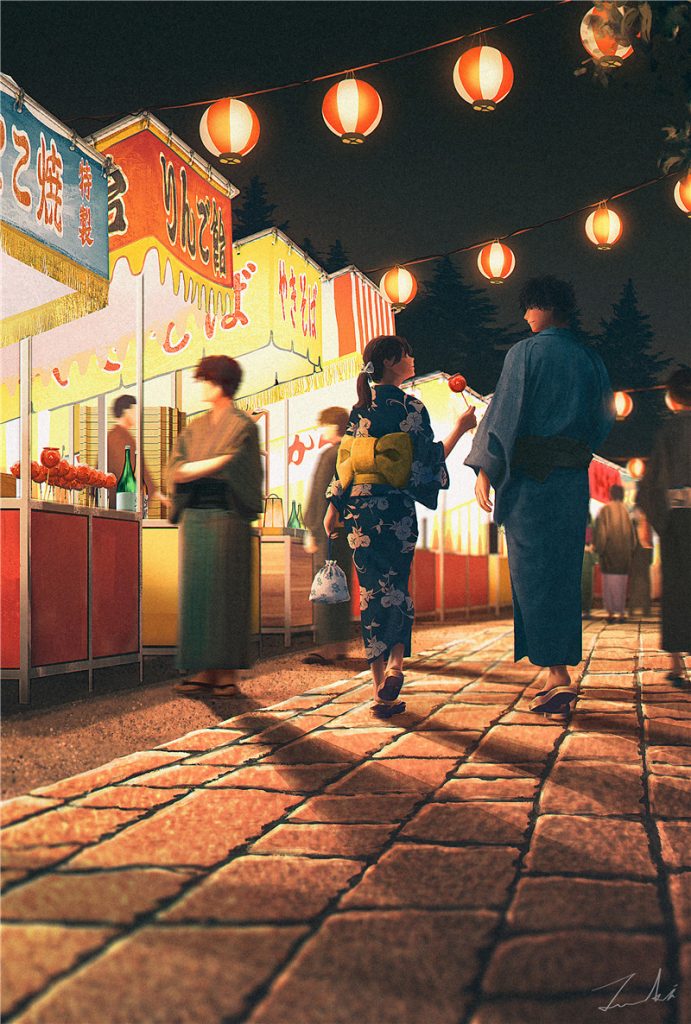 日系插画和风夏日祭典主题图集壁纸