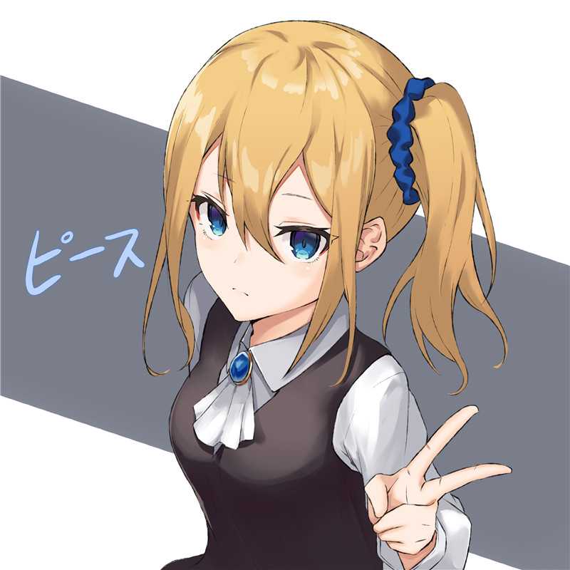 日系插画V字手势胜利手势描绘参考绘画图片素材