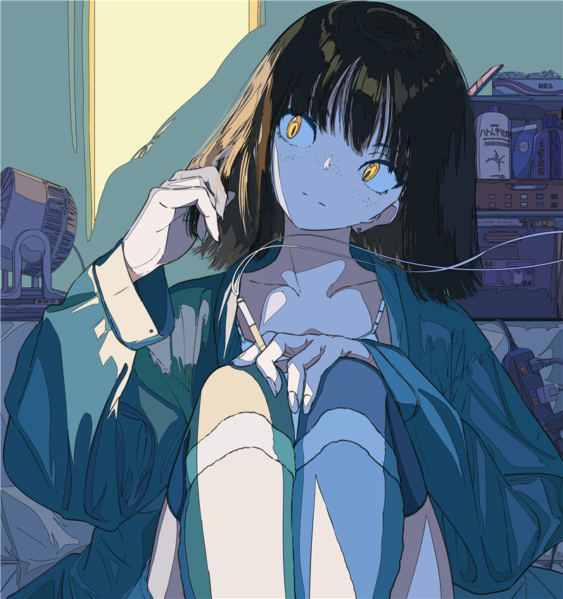 雀斑少女萌属性主题插画原画CG高清壁纸日系画集图片素材