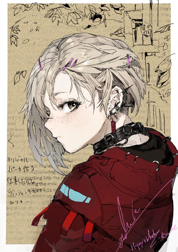 雀斑少女萌属性主题插画原画CG高清壁纸日系画集图片素材