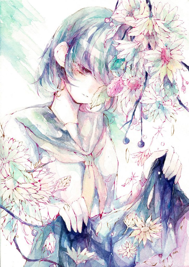 透明水彩插画人物画物品图片日系动漫素材美术绘画临摹参考资料