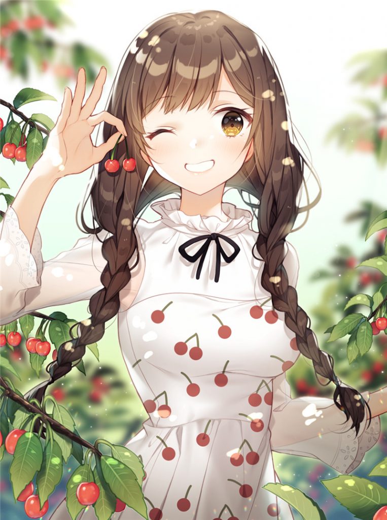 动漫可爱樱桃元素原画插画二次元高清壁纸图片素材美术绘画资料