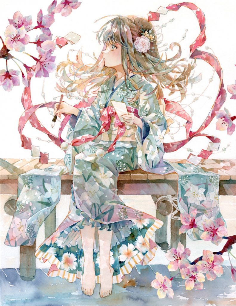 透明水彩插画人物画物品图片日系动漫素材美术绘画临摹参考资料