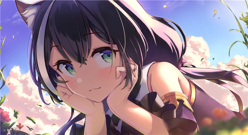 可爱猫口猫嘴女生插画动漫卡通少女头像原画壁纸美术绘画图片素材