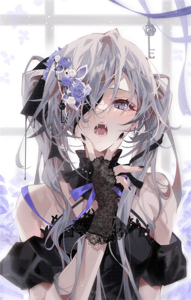 日系插画银发少女灰发女生动漫图集高清壁纸原画插画绘画图片素材