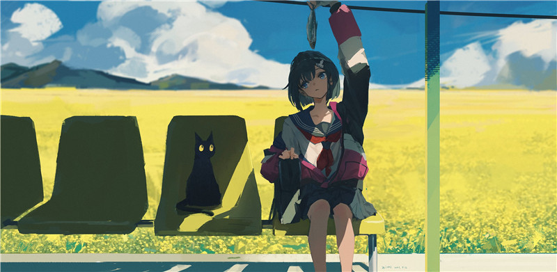 动漫日系插画猫与少女图集原画壁纸CG图片素材 美术绘画参考资料(二期更新)[2161P-5.52G]