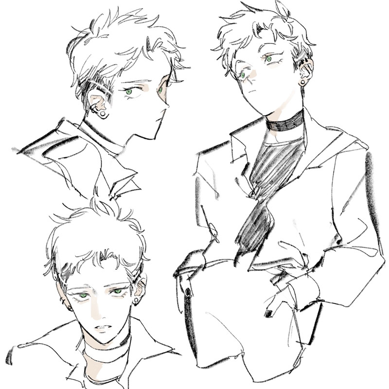 画师似度寝痞帅少年原画速写线稿原稿插画美术绘画临摹图片素材[737P-284M]