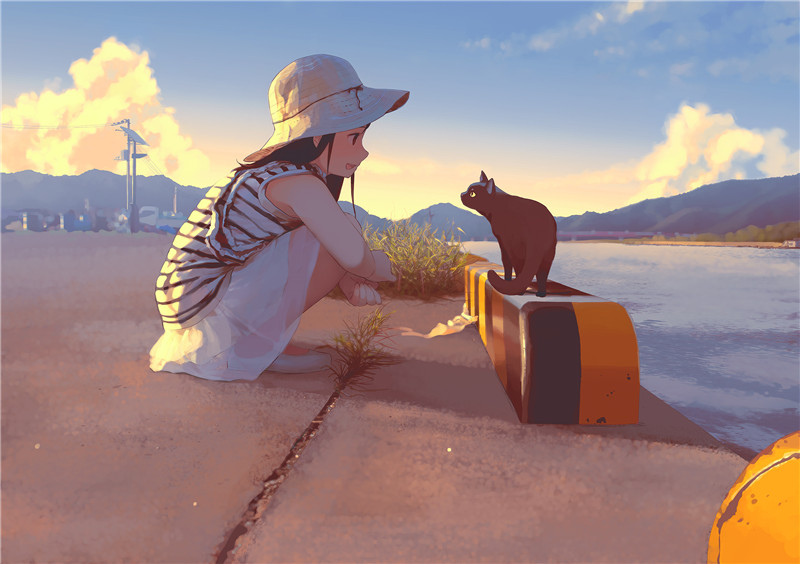 动漫日系插画猫与少女图集原画壁纸CG图片素材 美术绘画参考资料(二期更新)[2161P-5.52G]