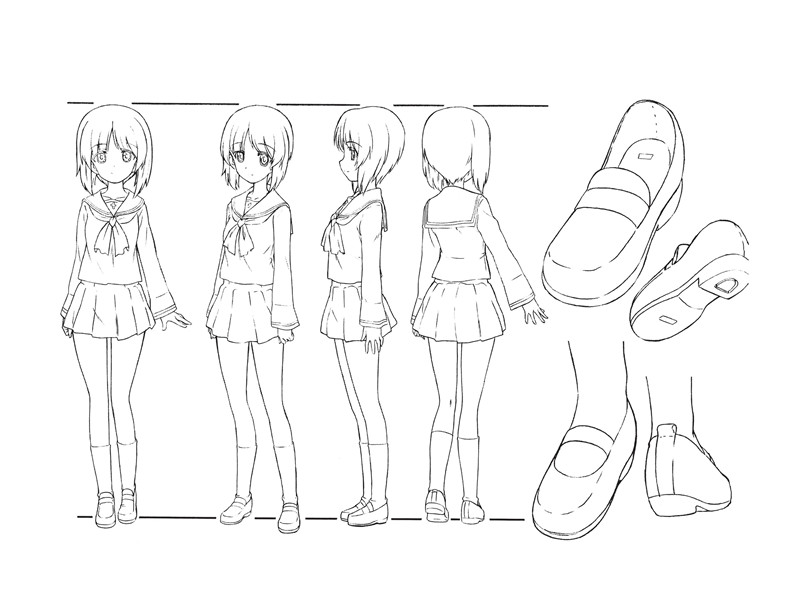 少女与战车设定集画集原稿线稿角色三视图战车设计参考图片素材[886P-1.41G]