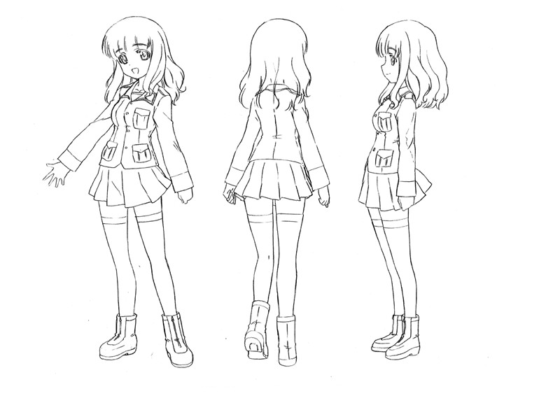 少女与战车设定集画集原稿线稿角色三视图战车设计参考图片素材[886P-1.41G]