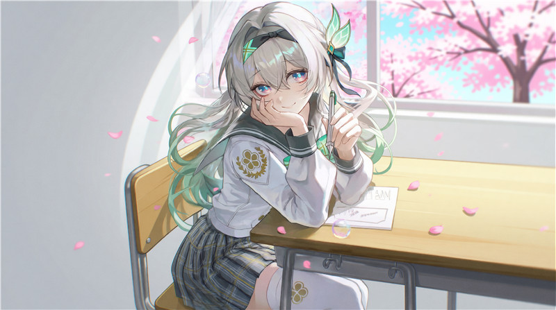 8K超清 星穹铁道流萤JK水手服樱花教室二次元手机平板pad电脑壁纸