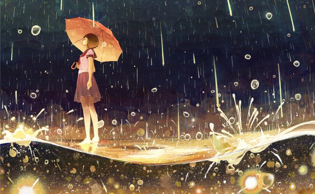 动漫二次元雨中背景/打伞少女图片图包合集_持续更新中