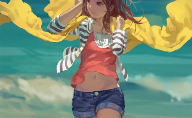 动漫日系热裤牛仔短裤少女图集原画插画线稿CG超清壁纸图片素材