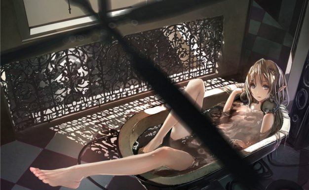 [137M]少女与浴缸主题图集高清壁纸原画插画美术绘画图片素材 临摹资料_持续更新