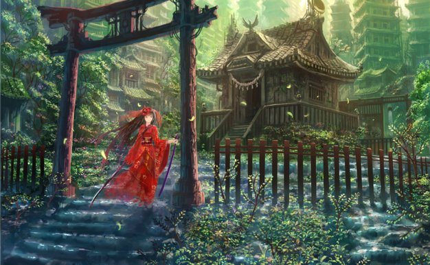 [1G]动漫日系神社鸟居元素场景图集原画插画壁纸CG图片素材 美术资料