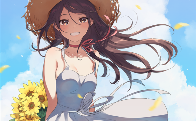 动漫插画夏日草帽少女主题图集原画壁纸CG图片素材 美术绘画资料