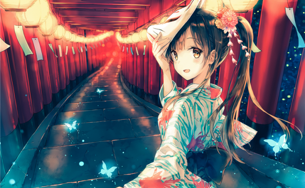 [589M]动漫二次元插画日式祭典狐狸面具狐面人物角色图集原画 图片素材