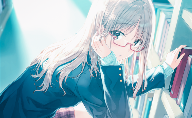 动漫眼镜娘少女主题图集画册原画插画CG壁纸图片素材合集美术资料