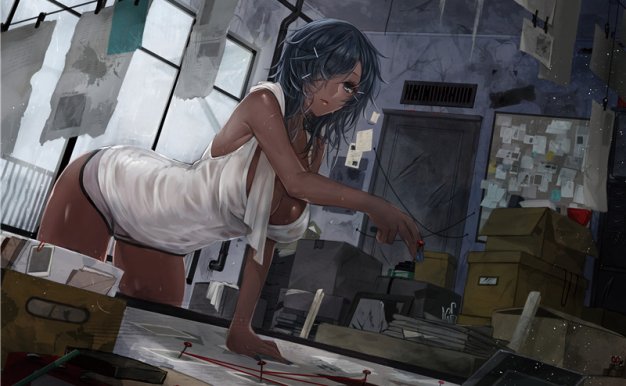 动漫二次元插画褐色黑皮肤少女角色图集原画壁纸图片素材美术资料