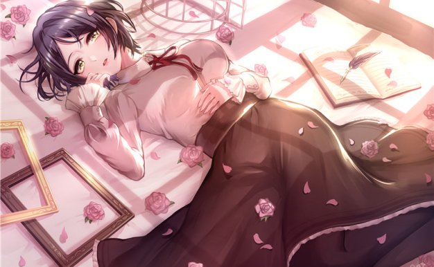 动漫二次元蔷薇玫瑰背景元素少女主题图集原画插画壁纸 图片素材