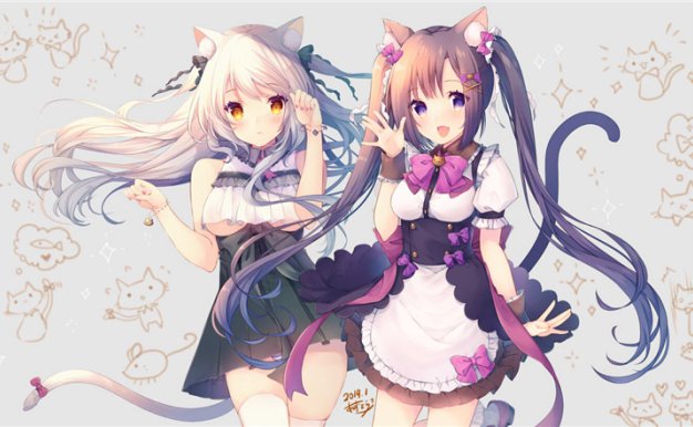 动漫二次元萌系尾巴兽尾萌少女图集原画插画CG线稿壁纸图片素材