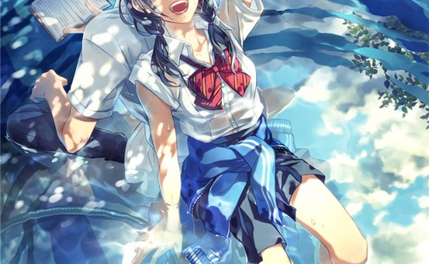 动漫插画日系衬衫绑腰JK少女主题图集原画插画CG壁纸美术图片素材