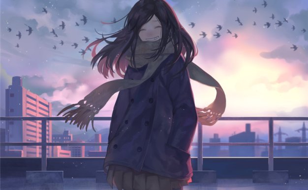 动漫日系少女角色外套风衣夹克主题图集原画插画壁纸美术图片素材