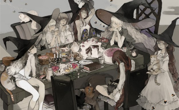 动漫尖帽子巫师帽魔女帽少女原画插画图集壁纸图片素材 美术资料