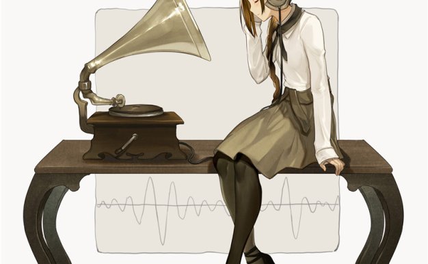 动漫典雅留声机元素场景壁纸图包原画插画CG图片素材