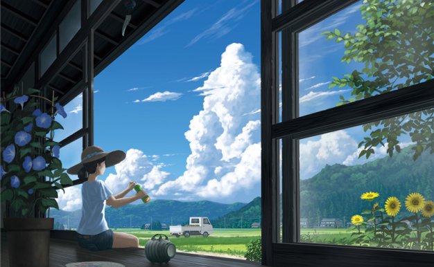 日系各类云朵的描绘壁纸图包原画插画素材P站同人图合集