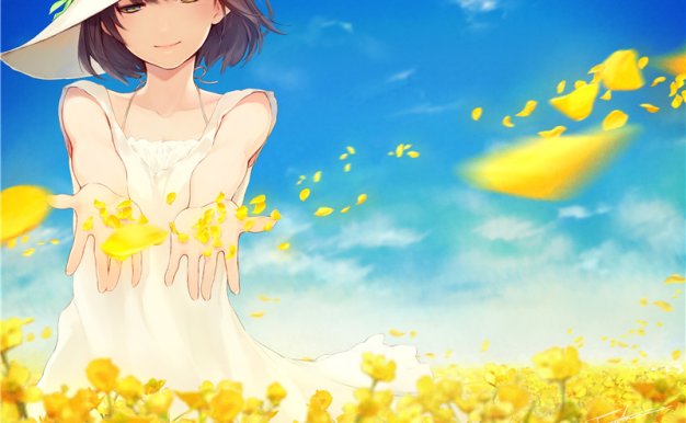 动漫日系插画花丛少女花田场景原画壁纸图集