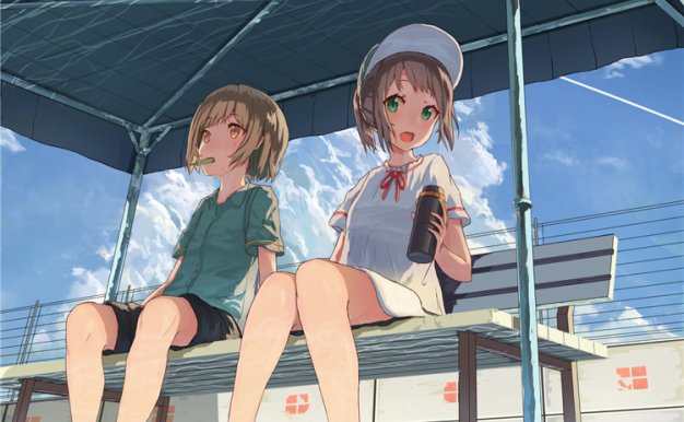 动漫泳池少女插画壁纸画集图片素材