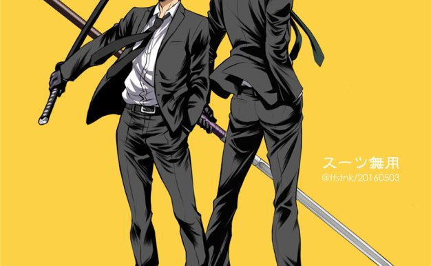 日系动漫插画帅气西服西装正装绘画素材