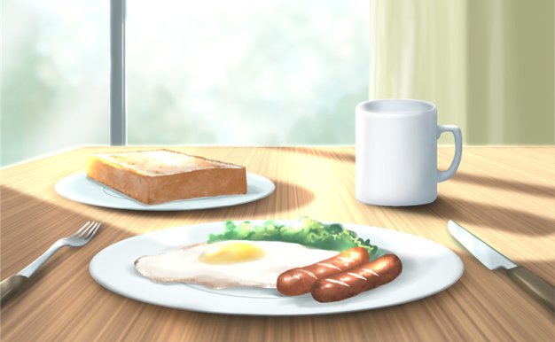 动漫插画早餐的描绘图例插画图集美术绘画临摹素材