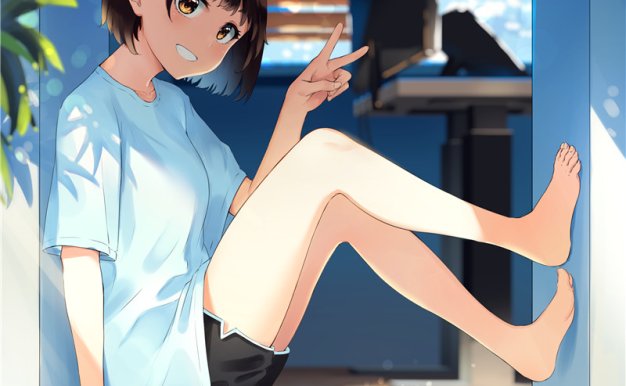 日系插画V字手势胜利手势描绘参考绘画图片素材