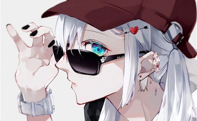 动漫插画太阳镜墨镜少女插画CG图片素材