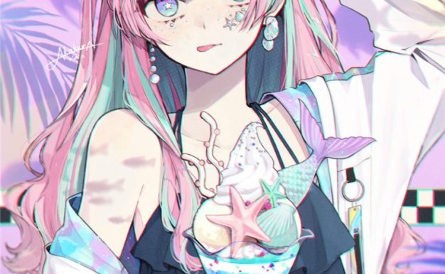 二次元插画圣代芭菲元素少女图集壁纸插画原画图片画集素材