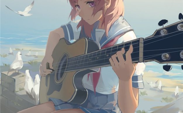 动漫吉他少女主题图集原画插画高清壁纸画集图片素材美术绘画资料