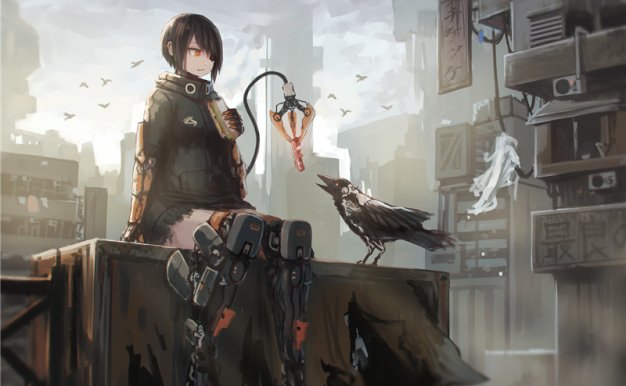 动漫日式插画机械义肢人物主题图集原画插画壁纸图片素材美术资料