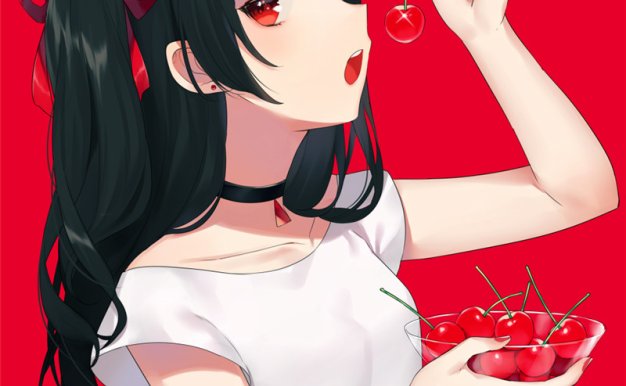 动漫可爱樱桃元素原画插画二次元高清壁纸图片素材美术绘画资料