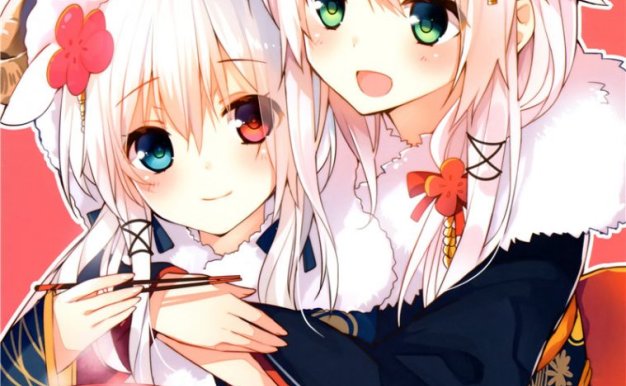 日本画师三岛黑音三嶋黑音白发萌娘系列图集画集画册作品图片素材