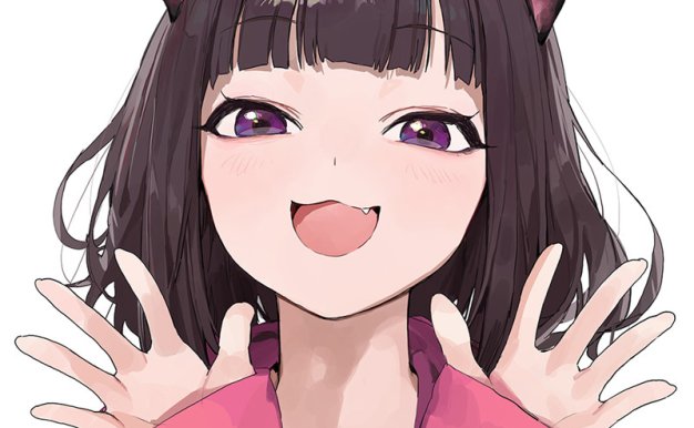 可爱猫口猫嘴女生插画动漫卡通少女头像原画壁纸美术绘画图片素材