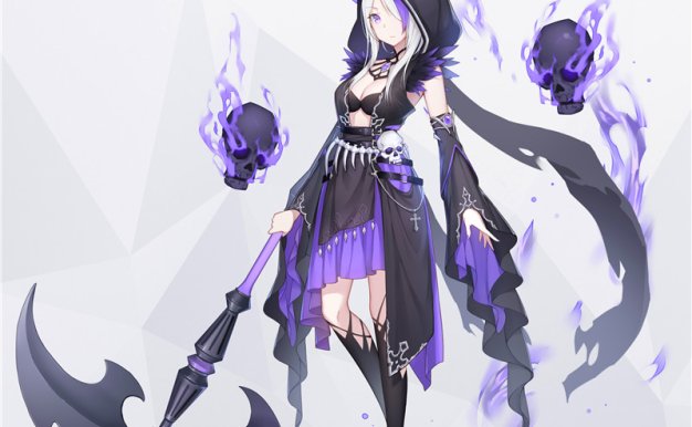 动漫镰刀少女酷帅主题高清插画超清壁纸立绘图集图片素材绘画资料