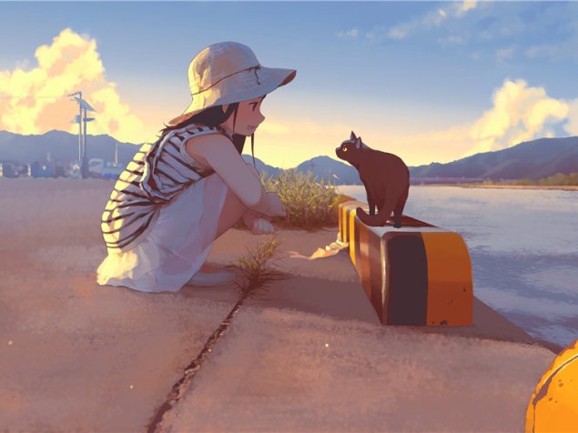 动漫日系插画猫与少女图集原画壁纸CG图片素材 美术绘画参考资料(二期更新)[2161P-5.52G]